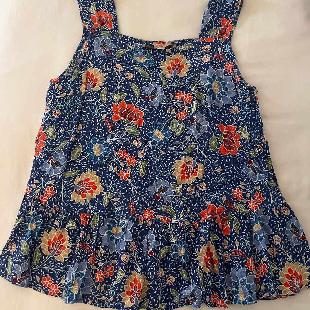 LOFT Floral Sleeveless Top in Blue and Red